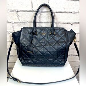 Kate Spade Black Leather Quilted Handbag Crossbody Needs Work Restored